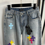 Relaxed Fit Embroidered Denim Jeans