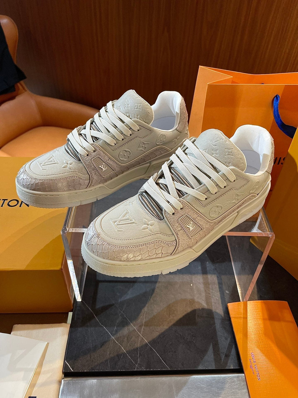 Limited Edition Snake-Pattern Embroidered Trainers